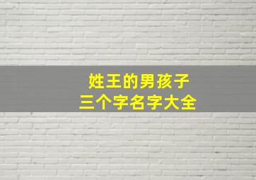 姓王的男孩子三个字名字大全