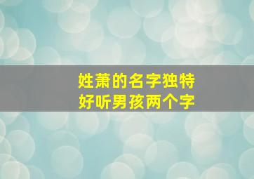 姓萧的名字独特好听男孩两个字