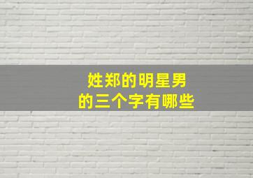 姓郑的明星男的三个字有哪些