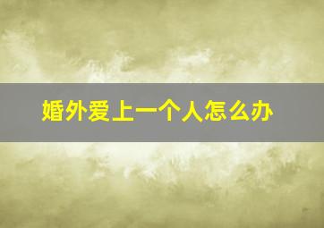 婚外爱上一个人怎么办