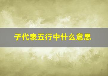 子代表五行中什么意思