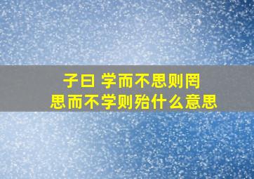 子曰 学而不思则罔 思而不学则殆什么意思