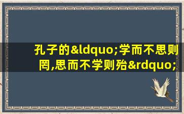 孔子的“学而不思则罔,思而不学则殆”你怎么看?