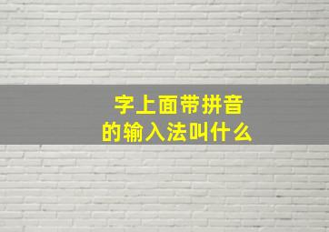 字上面带拼音的输入法叫什么