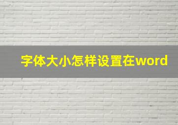 字体大小怎样设置在word