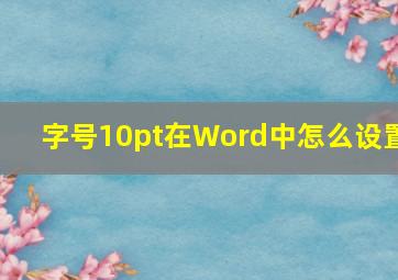 字号10pt在Word中怎么设置