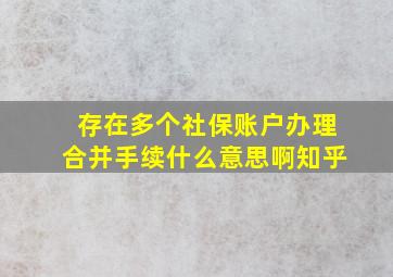 存在多个社保账户办理合并手续什么意思啊知乎