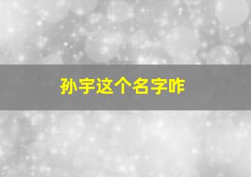 孙宇这个名字咋