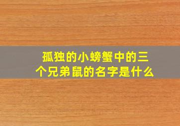 孤独的小螃蟹中的三个兄弟鼠的名字是什么