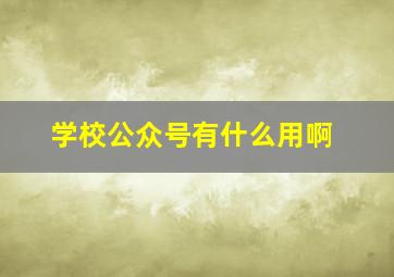 学校公众号有什么用啊