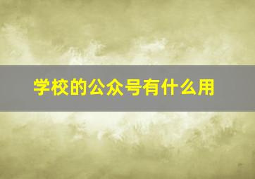 学校的公众号有什么用