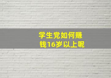 学生党如何赚钱16岁以上呢