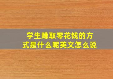 学生赚取零花钱的方式是什么呢英文怎么说