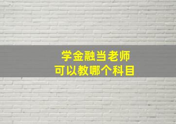 学金融当老师可以教哪个科目