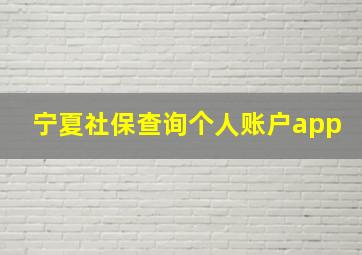 宁夏社保查询个人账户app