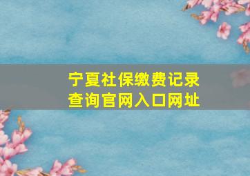 宁夏社保缴费记录查询官网入口网址