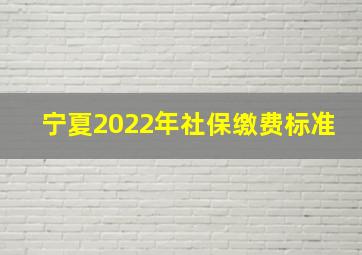 宁夏2022年社保缴费标准