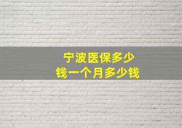 宁波医保多少钱一个月多少钱