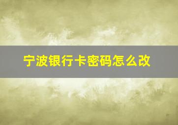 宁波银行卡密码怎么改