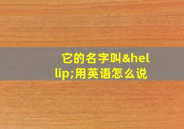 它的名字叫…用英语怎么说