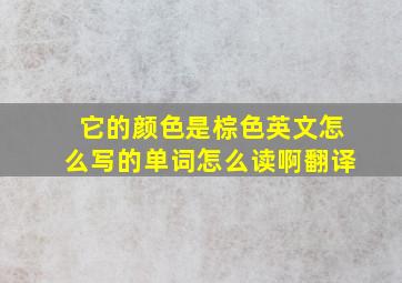 它的颜色是棕色英文怎么写的单词怎么读啊翻译