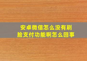 安卓微信怎么没有刷脸支付功能啊怎么回事