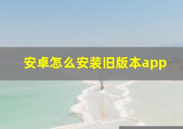 安卓怎么安装旧版本app