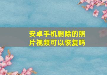 安卓手机删除的照片视频可以恢复吗