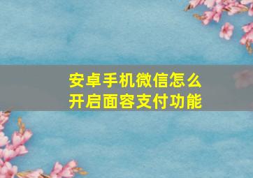 安卓手机微信怎么开启面容支付功能