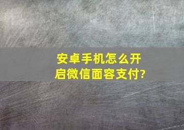 安卓手机怎么开启微信面容支付?