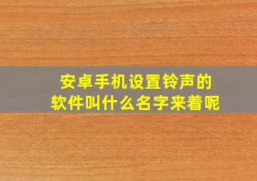 安卓手机设置铃声的软件叫什么名字来着呢