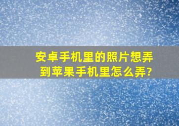 安卓手机里的照片想弄到苹果手机里怎么弄?