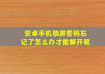 安卓手机锁屏密码忘记了怎么办才能解开呢