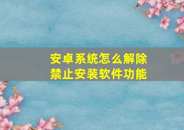 安卓系统怎么解除禁止安装软件功能