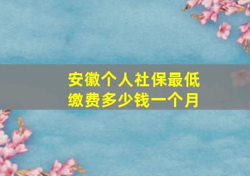 安徽个人社保最低缴费多少钱一个月