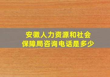 安徽人力资源和社会保障局咨询电话是多少