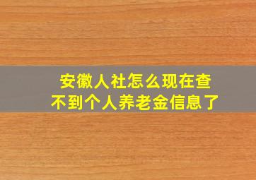 安徽人社怎么现在查不到个人养老金信息了