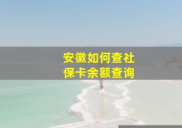 安徽如何查社保卡余额查询