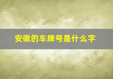 安徽的车牌号是什么字