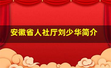 安徽省人社厅刘少华简介