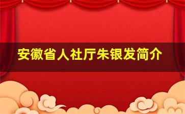 安徽省人社厅朱银发简介