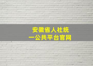 安徽省人社统一公共平台官网