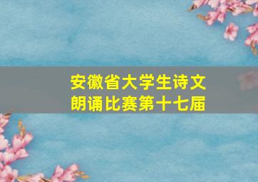 安徽省大学生诗文朗诵比赛第十七届