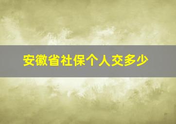 安徽省社保个人交多少