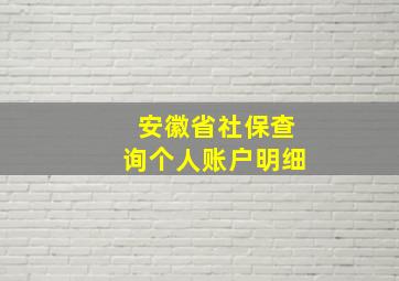 安徽省社保查询个人账户明细