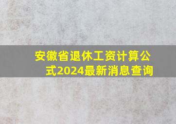 安徽省退休工资计算公式2024最新消息查询