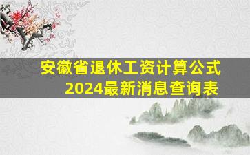 安徽省退休工资计算公式2024最新消息查询表