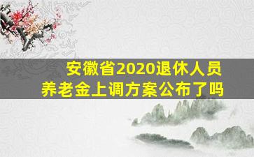 安徽省2020退休人员养老金上调方案公布了吗