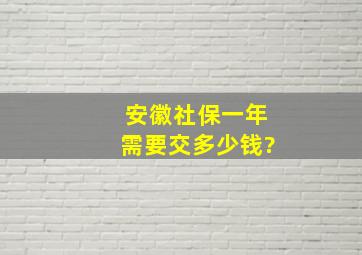 安徽社保一年需要交多少钱?