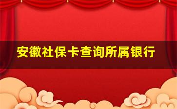 安徽社保卡查询所属银行